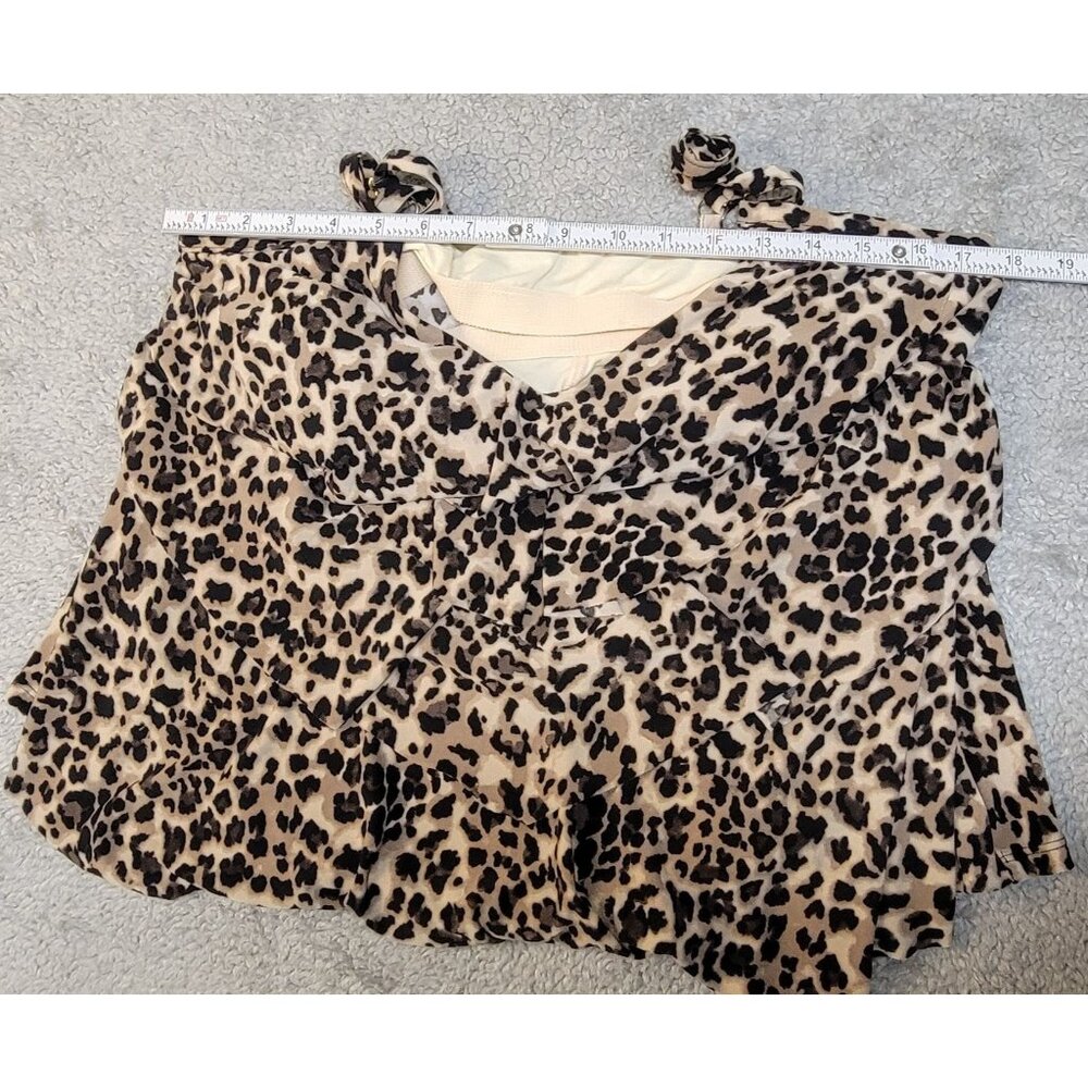 Aqua Green Tiered Leopard Print Tankini.  Size:  1X - Picture 6 of 16